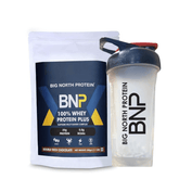 Protein Plus 100% Whey Protein Powder, 25g Protein, 5.5g BCAA, with Free Shaker (500 grams, Double Rich Chocolate) BIG NORTH BNP
