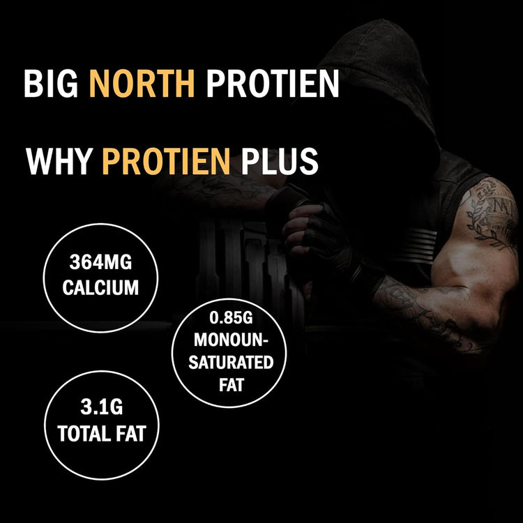 Protein Plus 100% Whey Protein Powder, 25g Protein, 5.5g BCAA, with Free Shaker (500 grams, Double Rich Chocolate) BIG NORTH BNP