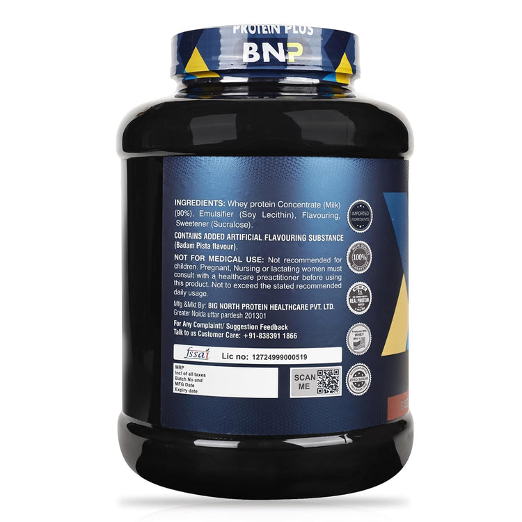 BNP Product Name: Protein Plus 100% Whey Protein Powder, 25g Protein, 5.5g BCAAs, (vanilla), 2.27kg