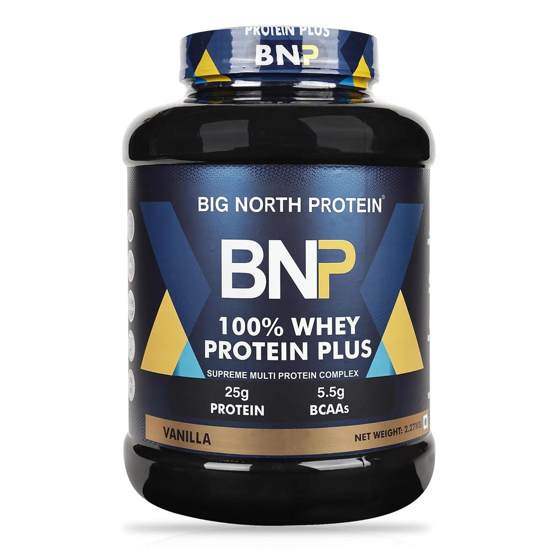 BNP Product Name: Protein Plus 100% Whey Protein Powder, 25g Protein, 5.5g BCAAs, (vanilla), 2.27kg BIG NORTH My Store 