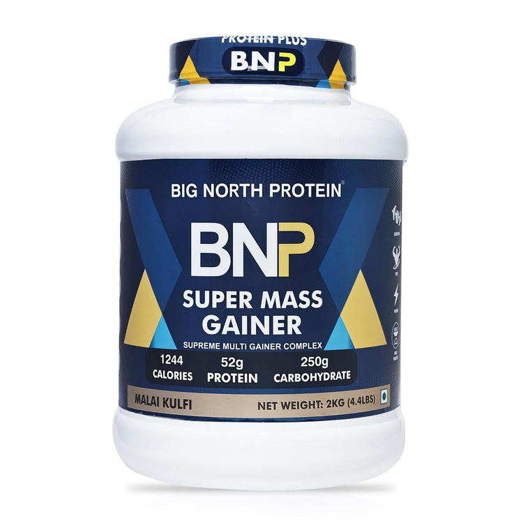 BNP Protein Super Mass Gainer, MALAI KULFI Flavor, 2kg (52g Protein, 250g Carbohydrate, 1244 Calories)