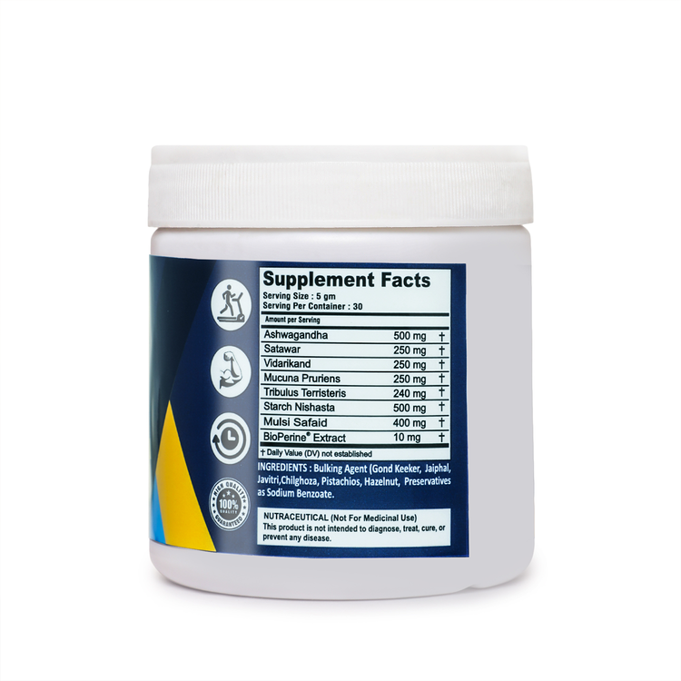 BNP Testosterone Booster with Tribulus, Mucuna, Musli, Ashwagandha, 100gm (Unflavoured)